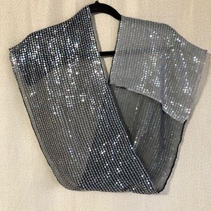 Amazing Vintage Grey Ombré Scarf with Multi Color Sequins